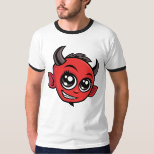 Camiseta Diabo de Cartoon Bonito Sorrindo