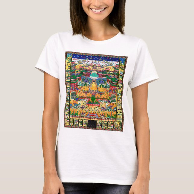 Camiseta Diagrama Cósmico de Mandala para a Meditação (Frente)
