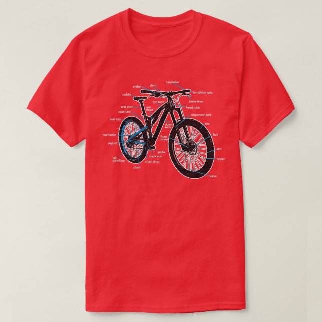 Camiseta Diagrama de Bike Partes de um Montanha Bikes (Frente do Design)