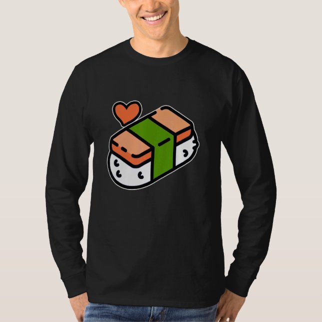 Camiseta Diagrama de instrução de Comida de Musubi do Spam  (Frente)