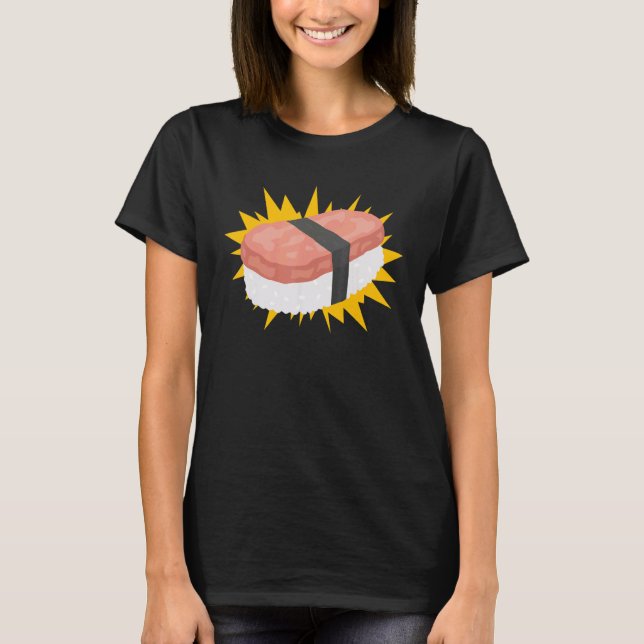 Camiseta Diagrama de Instruções de Comida Spam Musubi Japon (Frente)