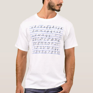 Camiseta Diagrama do alfabeto inglês na escrita Cursive
