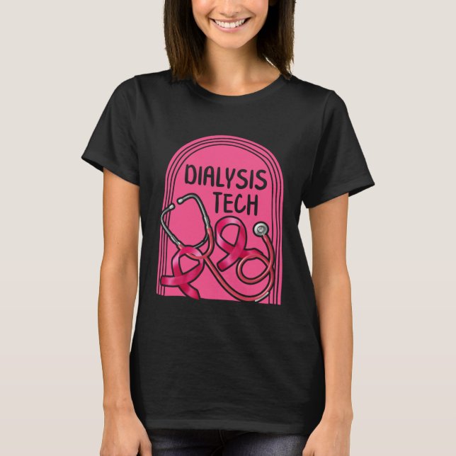 Camiseta Dialysis Nurse Dialysis Tech Pink Stethoscope Tee  (Frente)