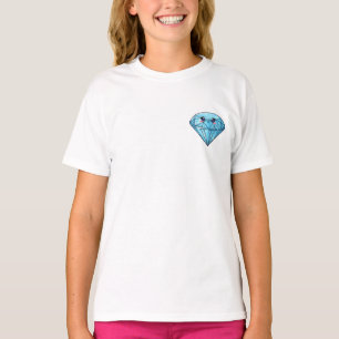 Camiseta Diamante Azul Brilhante Kawaii Infantil