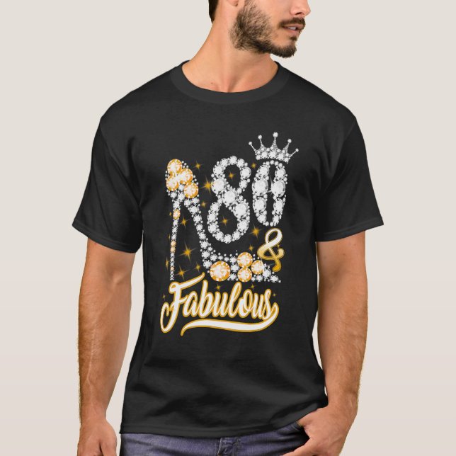 Camiseta Diamante C de Aniversário de 80 e Fabuloso 80 Anos (Frente)
