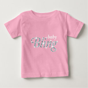 Camiseta Diamante falsa em rosa design Baby Bling