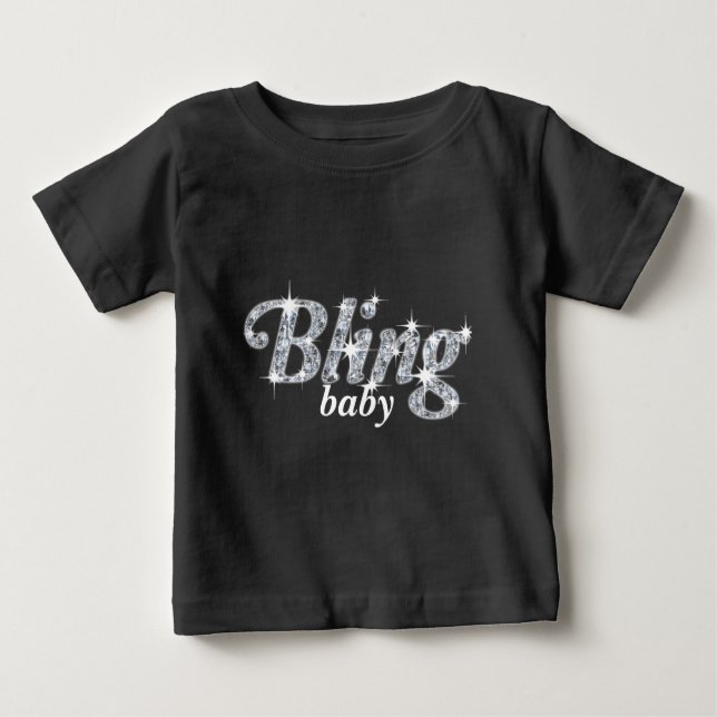 Camiseta Diamantes falsos em design de texto preto 'Bling b (Frente)