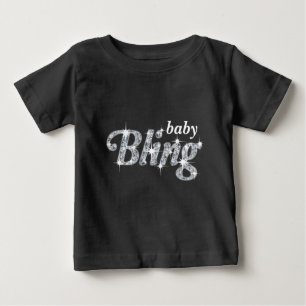 Camiseta Diamantes falsos no design de texto preto 'baby Bl