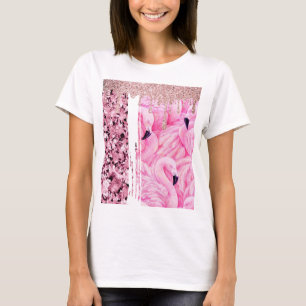 Camiseta Diamantes Flamingo Rosa Espumante