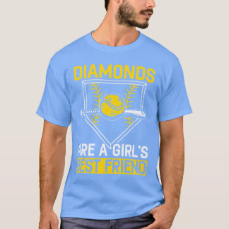 Camiseta Diamantes são jogadores de softball de melhor amig