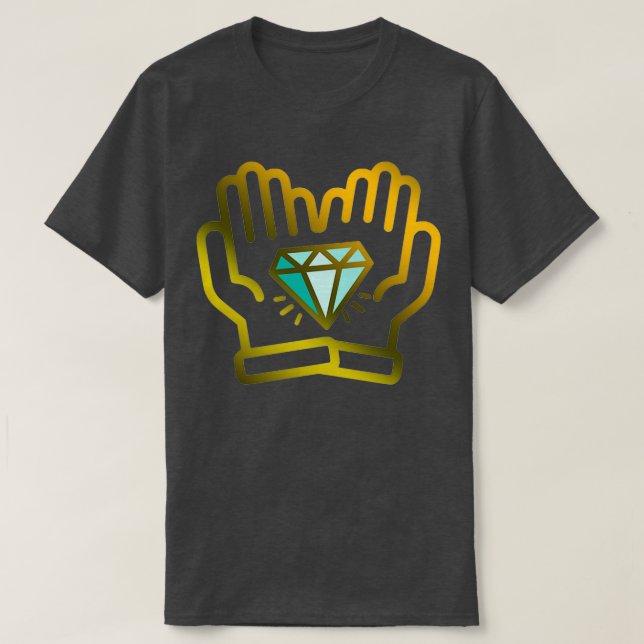 Camiseta Diamond Hands GME Stock Market Trader Dourado Cryp (Frente do Design)