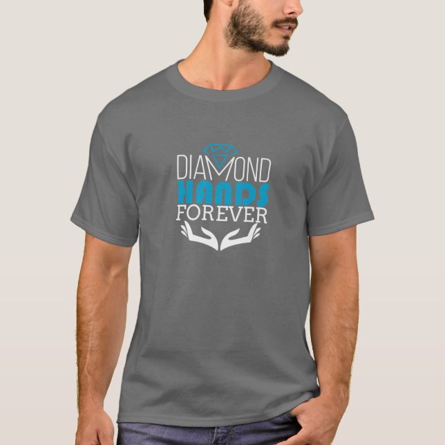 Camiseta Diamond Mãos Para Criptomoeda Nunca (Frente)