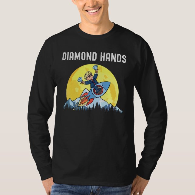 Camiseta Diamond Mãos Wallstreetbets Amc Para O Meme Da Lua (Frente)
