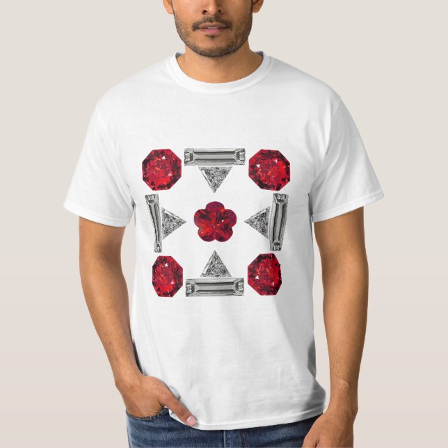 Camiseta Diamond Ruby Gemstone Art, Red (Frente)