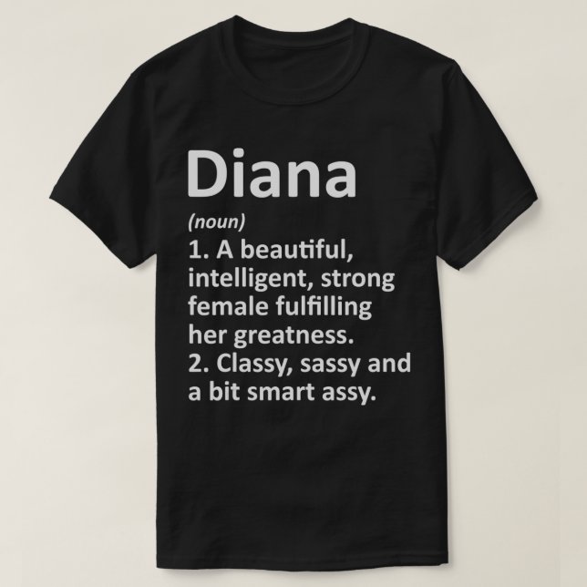 Camiseta DIANA Definição Nome Personalizado Engraçado Natal (Frente do Design)