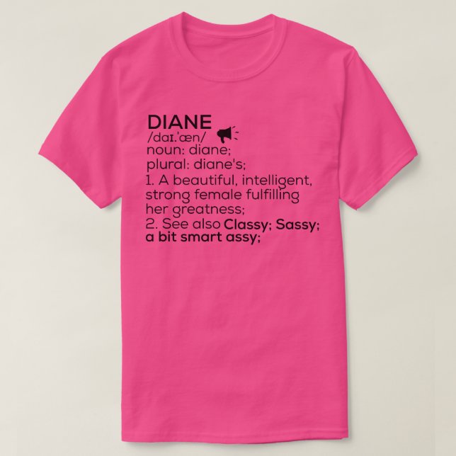 Camiseta Diane Name Definition Diane Female Name (Frente do Design)