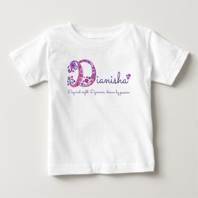 Camiseta Dianisha letra D nome artístico que significa roxo (Frente)