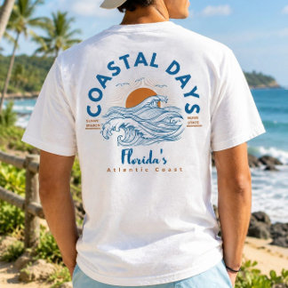 Camiseta Dias Costeiros da Flórida Onda da Praia Atlântica