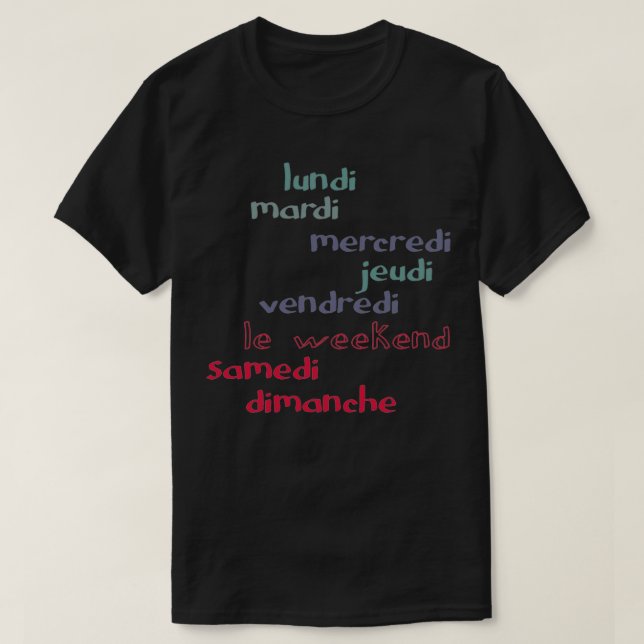 Camiseta Dias da semana em francês (Frente do Design)