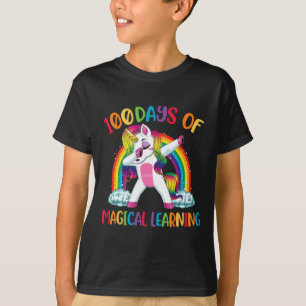 Camiseta Dias De Aprendizado Mágico Dabbing Garotas Unicorn