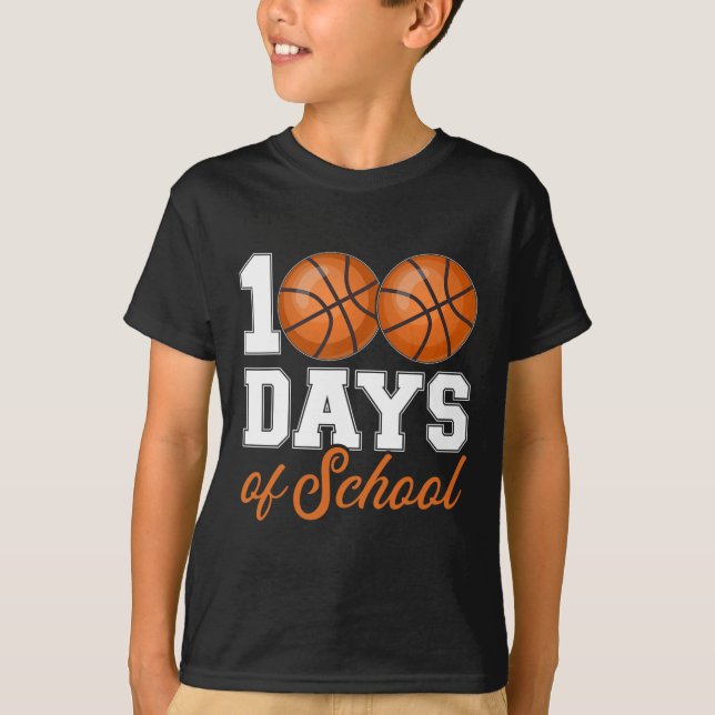 Camiseta Dias De Escola Para 100º Estudante De Basquete Te (Frente)