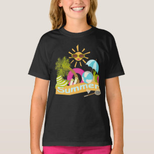 Camiseta Dias de férias na praia sorridente sol nos óculos