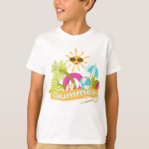 Camiseta Dias de férias na praia sorridente sol nos óculos