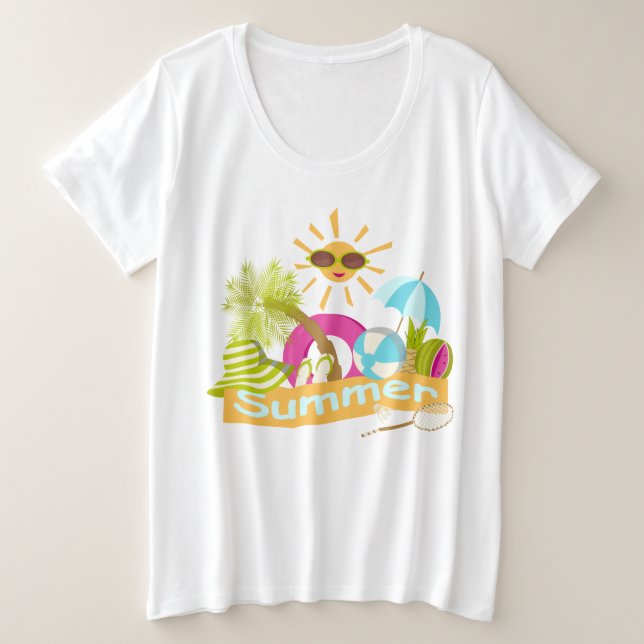 Camiseta Dias de férias na praia sorridentes de sol nos ócu (Frente do Design)