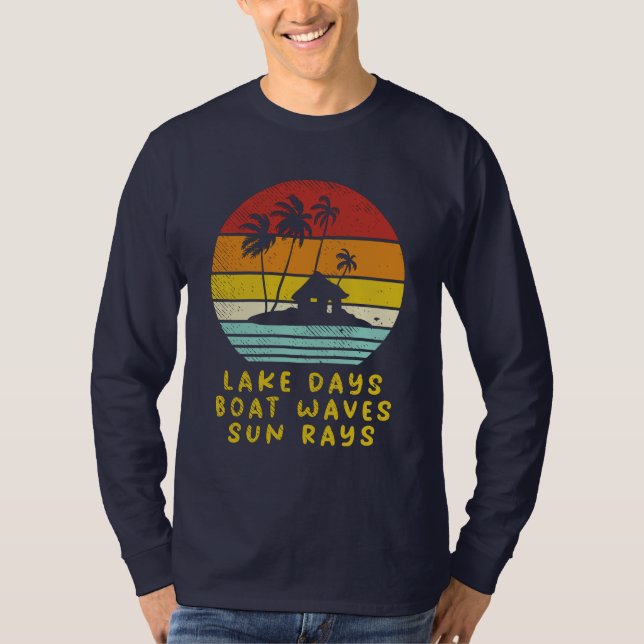 Camiseta Dias de Lago Ondas de Barcos Ondas Sun Rays Náutic (Frente)