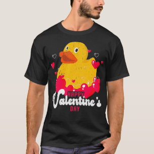 Camiseta Dias de os namorados de bolhas cardíacas de pato 