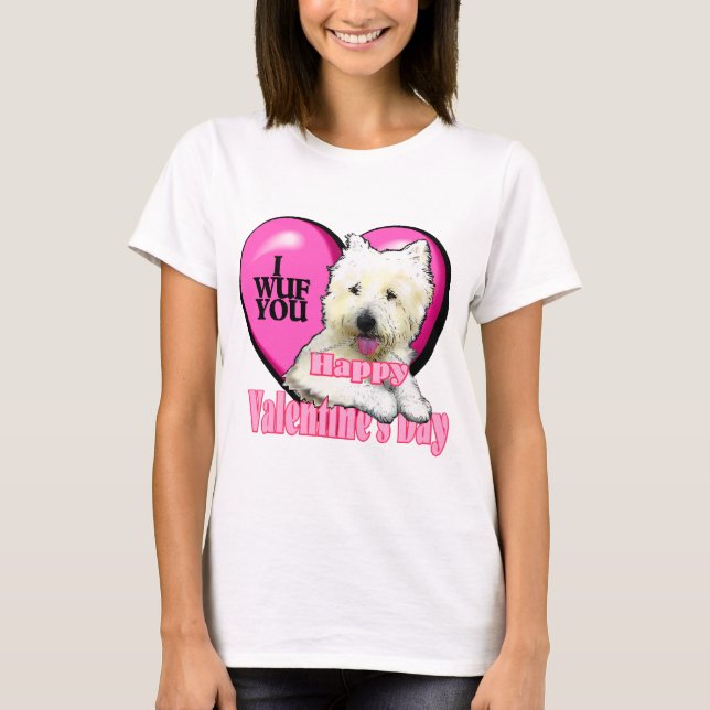 Camiseta Dias de os namorados de Terrier Branco de West Hig (Frente)