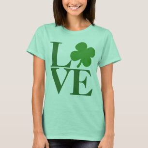 Camiseta Dias de São Patrícios do Amor com Shamrock Verde