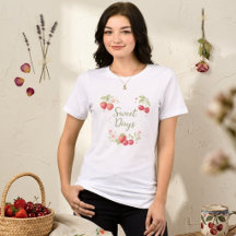 Camiseta "Dias Doces" de Morango e Cereja em Aquar