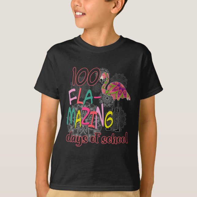 Camiseta Dias Fla-Ming Da Escola 100º Dia De Presentes De F (Frente)