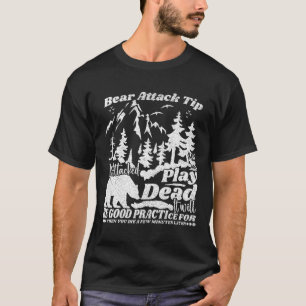 Camiseta Dica de Ataque de Urso Aventura Viagem Acampamento
