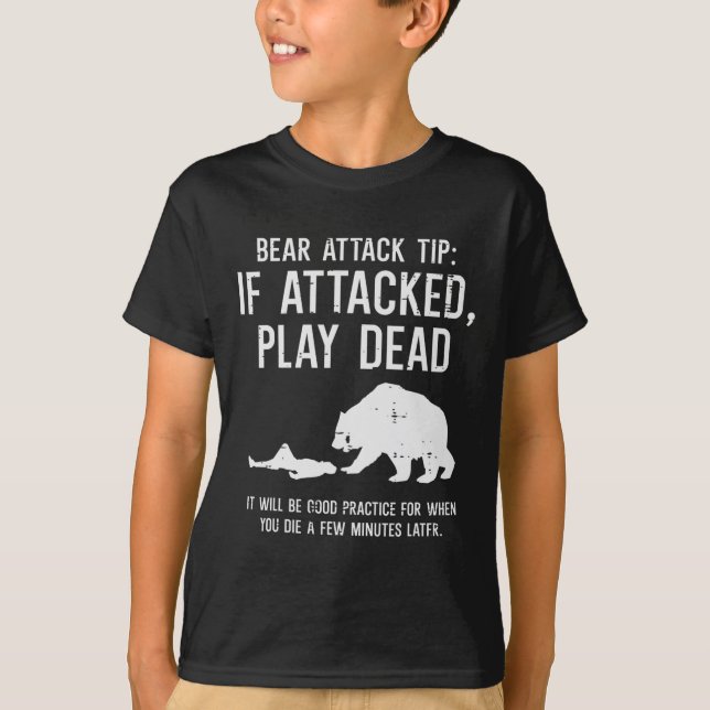 Camiseta Dica de Ataque de Urso de Acampamento Roupa Divert (Frente)