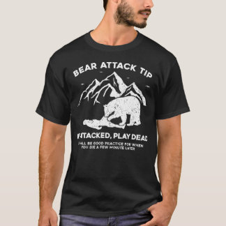 Camiseta Dica de Ataque de Urso Se Atacado Finja