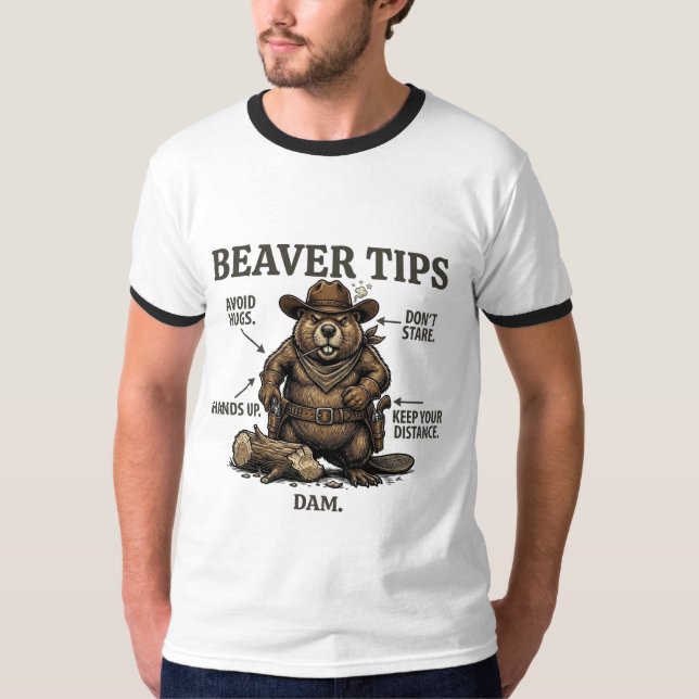 Camiseta Dicas de Castor de Cowboy Engraçado Velho Oeste Vi (Frente)