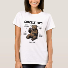Camiseta Dicas Divertidas de Sobrevivência com Urso Pardo H