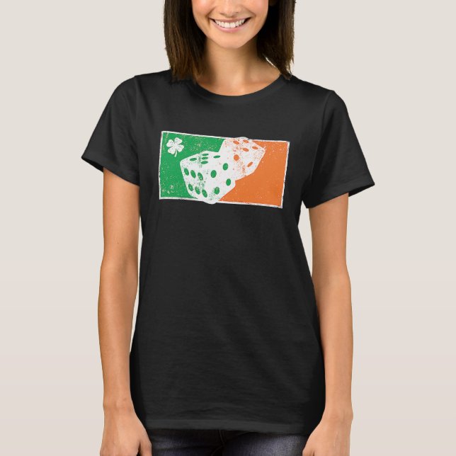 Camiseta Dice Game St Patrick's Day Irish Flag C Distressed (Frente)