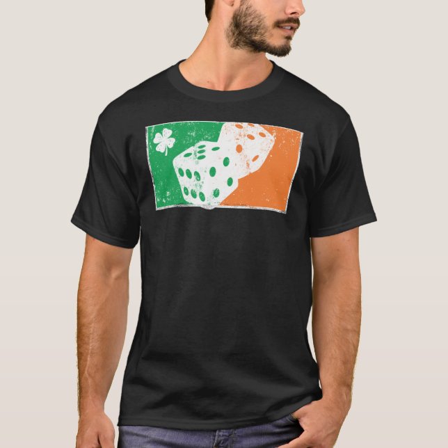 Camiseta Dice Game St Patrick's Day Irish Flag C Distressed (Frente)