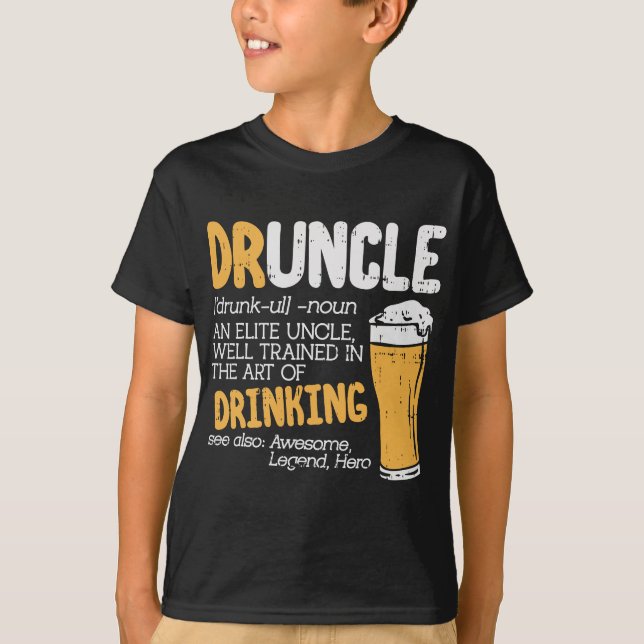 Camiseta Dicionário de Druncle Bebendo Engraçado Elite Tio  (Frente)