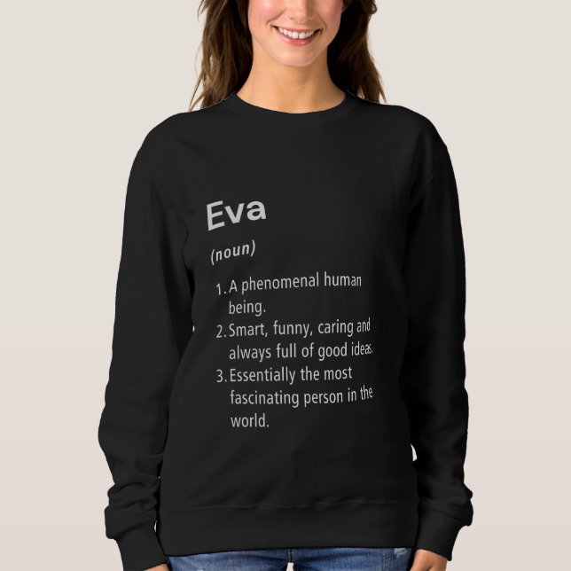Camiseta Dicionário Engraçado de Definição de Nome Eva (Frente)