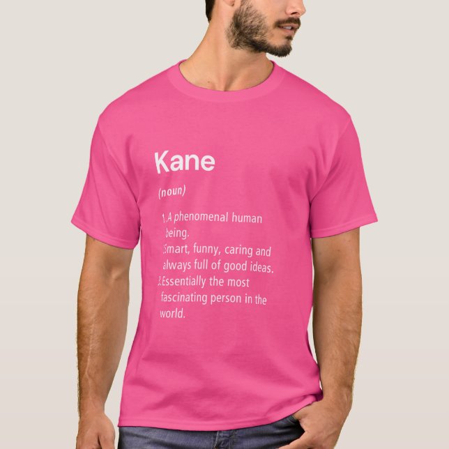 Camiseta Dicionário Funny de Definição de Nome do Kane (Frente)