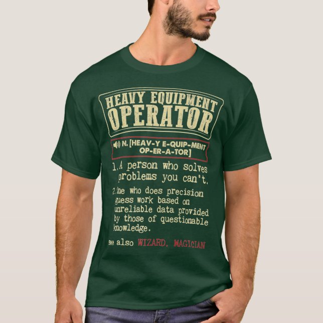 Camiseta Dicionário Funny do Operador de Equipamento Pesado (Frente)