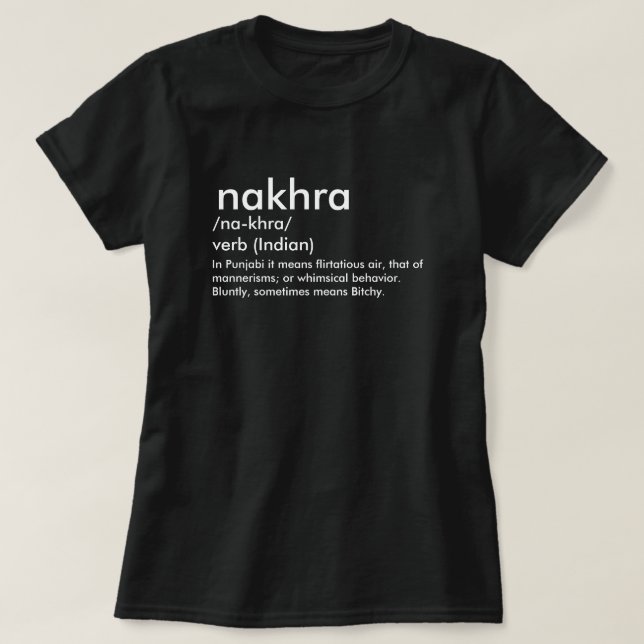 Camiseta Dicionário Nakhra significa orgulho índio desi (Frente do Design)