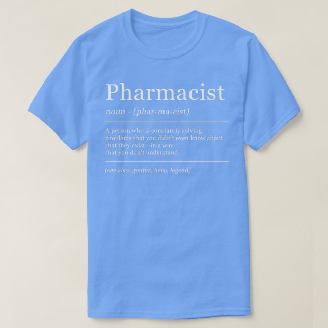Camiseta Dictionary Pharmacist Pharmacy Definition 1 (Frente do Design)
