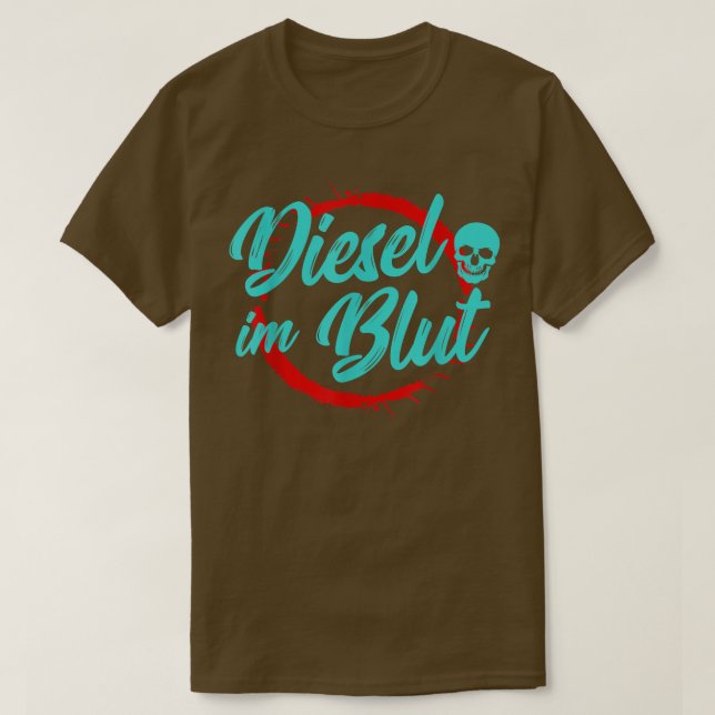 Camiseta Diesel In Blood Truck Trucker Motor Driver Mechani (Frente do Design)
