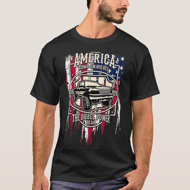 Camiseta Diesel Power America Flag Truck (Frente)