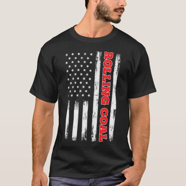 Camiseta Diesel Rolling Coal American Flag Turbo Truck (Frente)